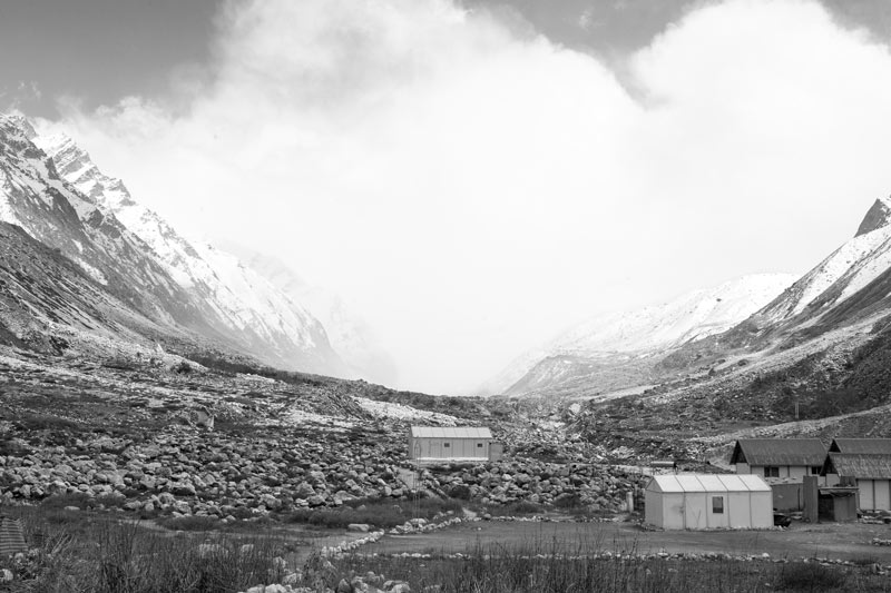 Clouds hanging over the Himalayan ranges in Uttarkashi district, Uttarakhand